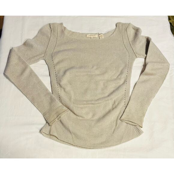 Inhabit Womens Cashmere Sweater Size M Gray Pullover Crew Neck Hi-Low Hem Casual - Picture 1 of 8